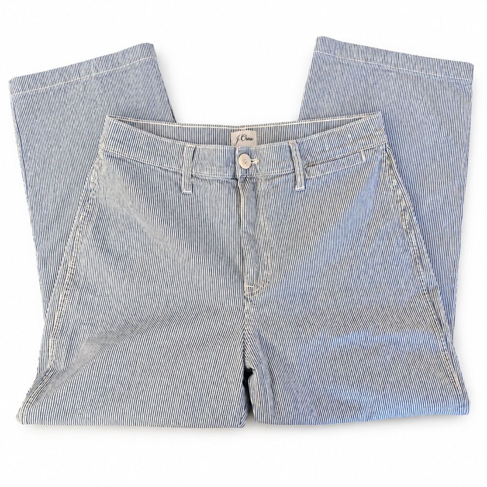 J.Crew Slim Wide-Leg Cropped Jeans Navy White Stripe Size 30 AV820